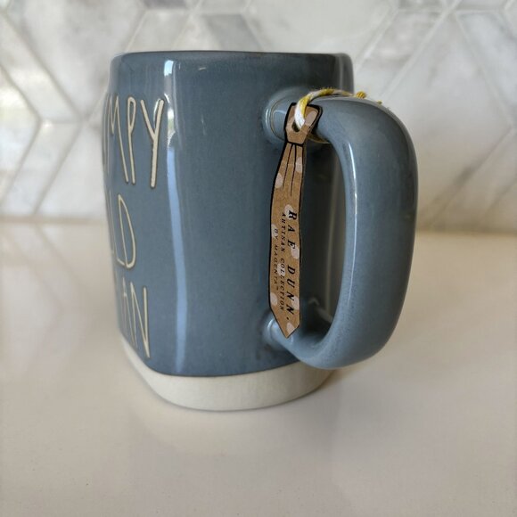 Rae Dunn Grumpy Old Man Blue and White Mug with Tie Tag New Unused - Picture 2 of 10